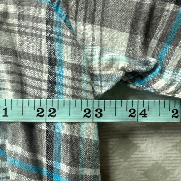 SEAN JOHN Men Adult 2XL Short Sleeve Button Down Blue Plaid Casual Shirt EUC - Picture 8 of 8